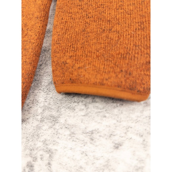 LL Bean Sweater Fleece Pullover Womens Large Rust Orange Snap T Kangaroo Pocket - Picture 6 of 7